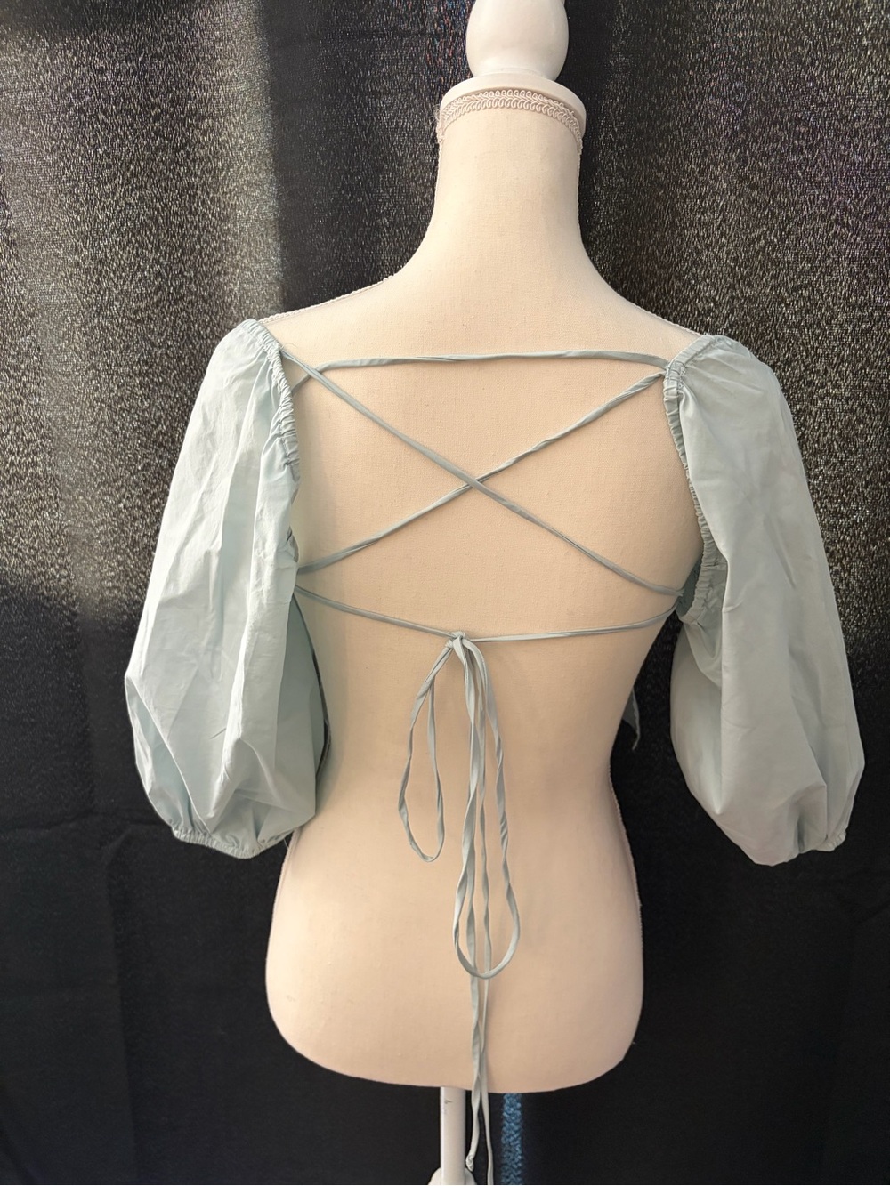 Olivaceous Sage Green Square-Neck Puff Sleeve Blouse Size Large - Picture 2 of 4